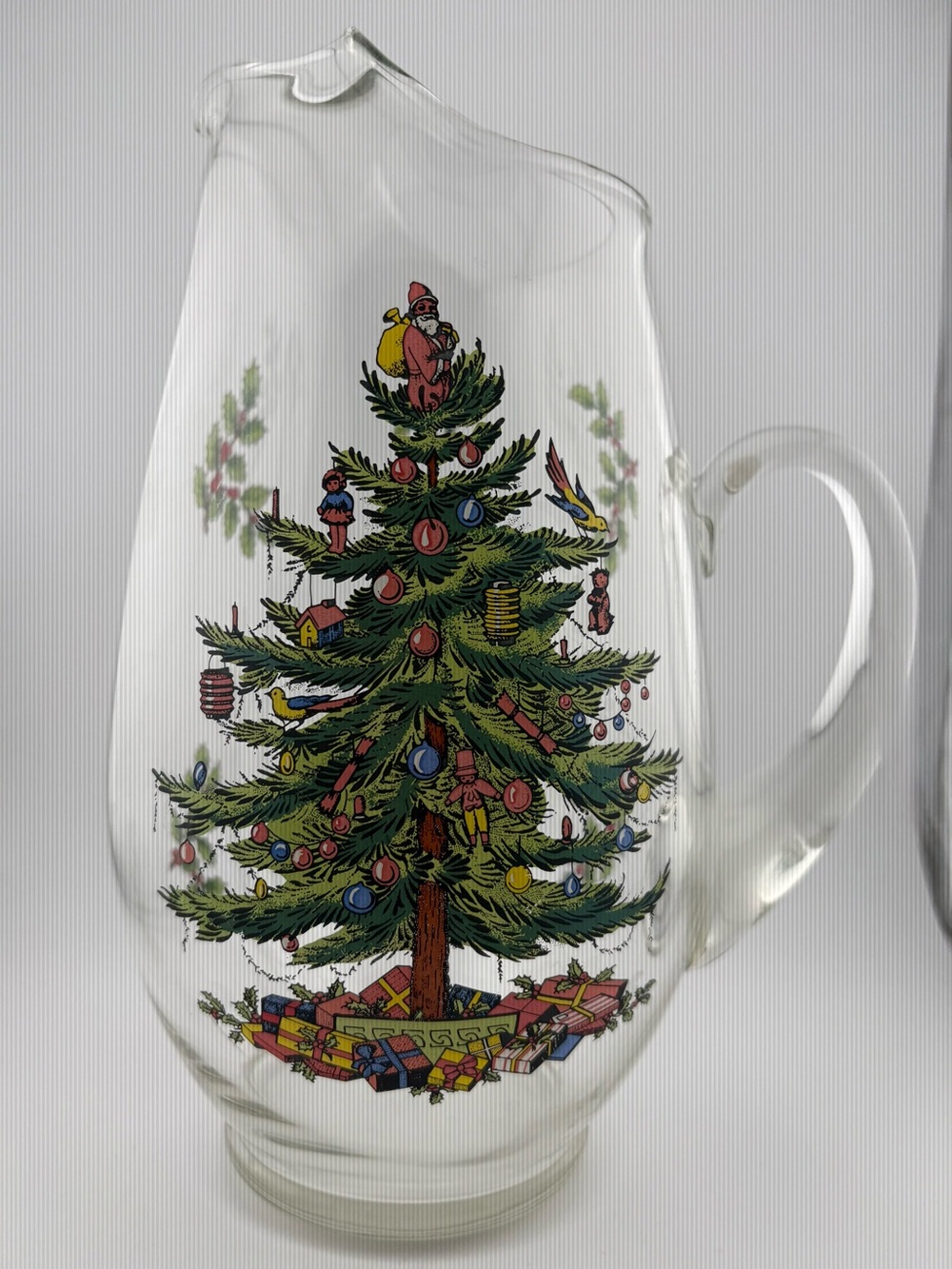 Spode Christmas Glass Pitcher Apx 10”